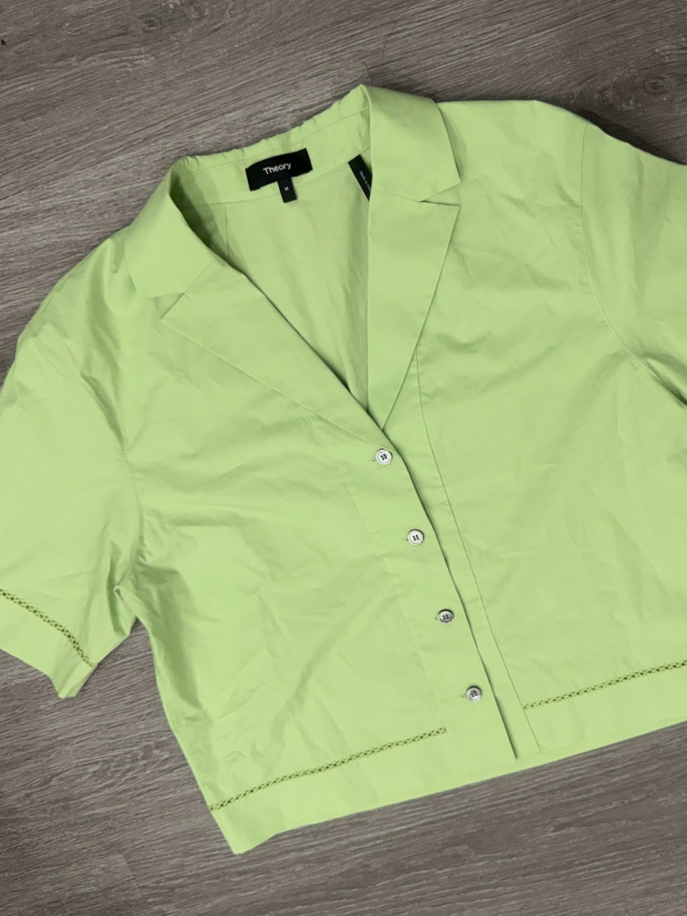 Theory Boxy Camp Shirt in City Poplin Size Medium - Picture 7 of 13